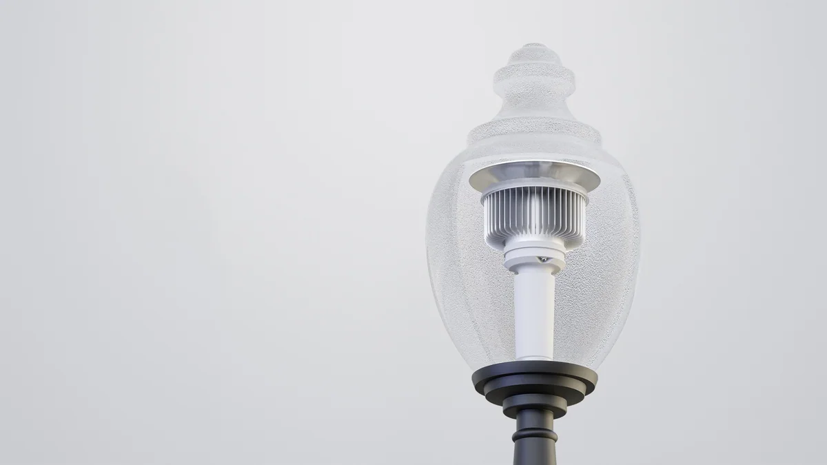 Sijalka VA6 v steklenem balonu kandelabra, render