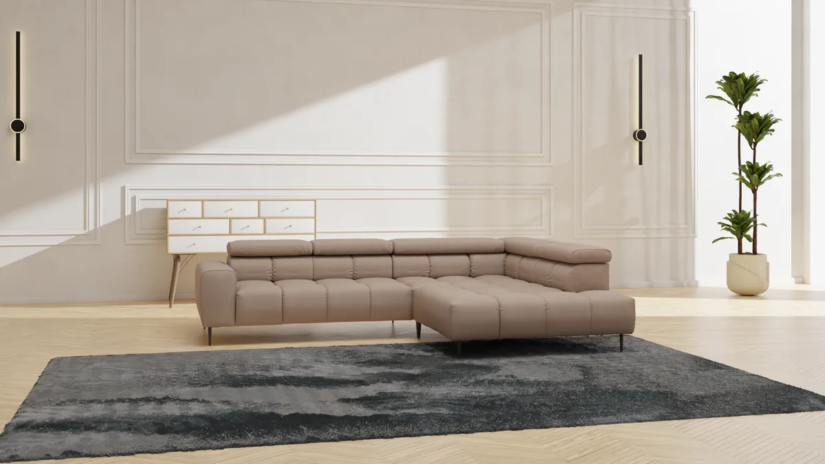 Sedežna garnitura na temni preprogi, 3D render