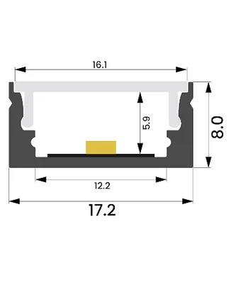 ALU profil L012, kotirana risba prereza
