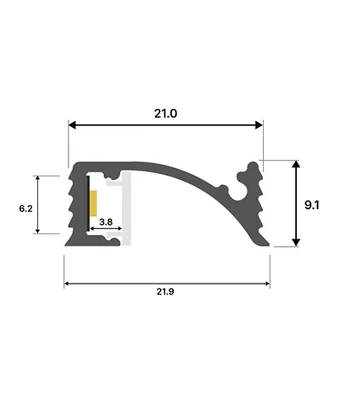 ALU profil L019, kotirana risba prereza