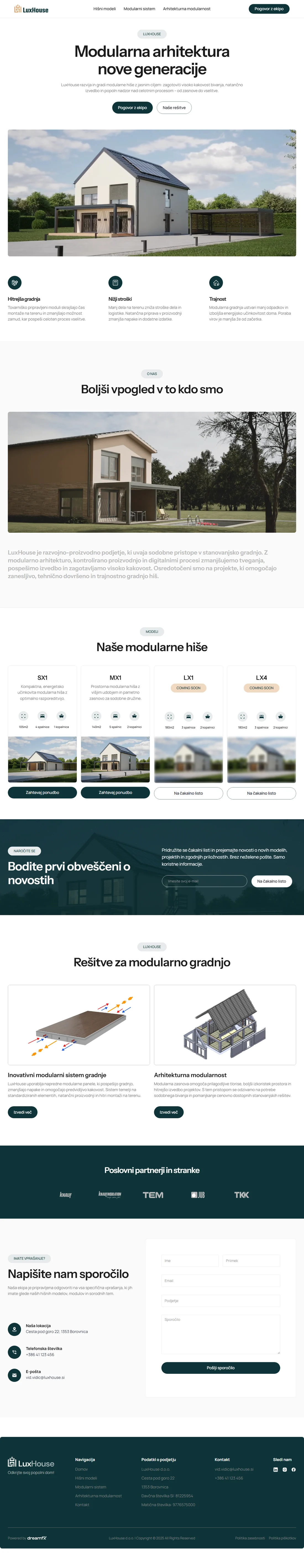 Naslovnica spletne strani LuxHouse