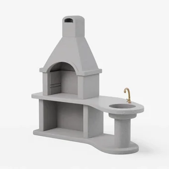 Kamin Bled, obdelava pran bel + črn, 3D render za katalog Pučko