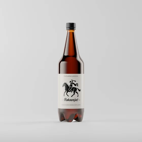 Steklenica 1 l z belo etiketo, studijski 3D render