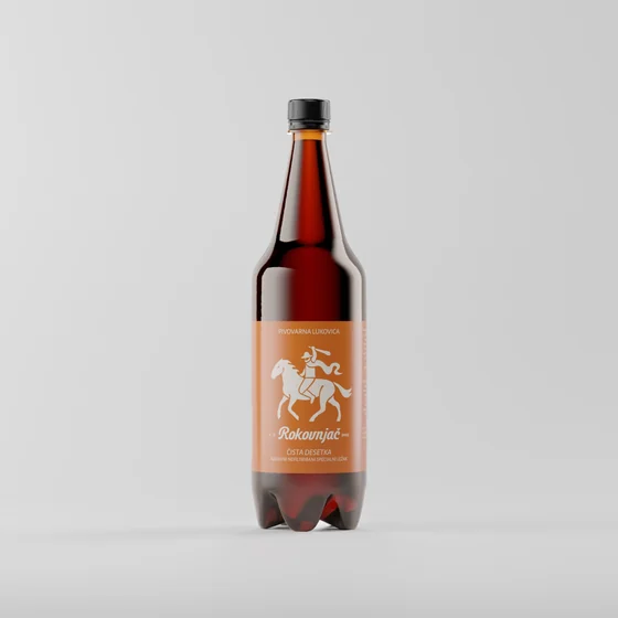 Steklenica 1 l z oranžno etiketo, studijski 3D render