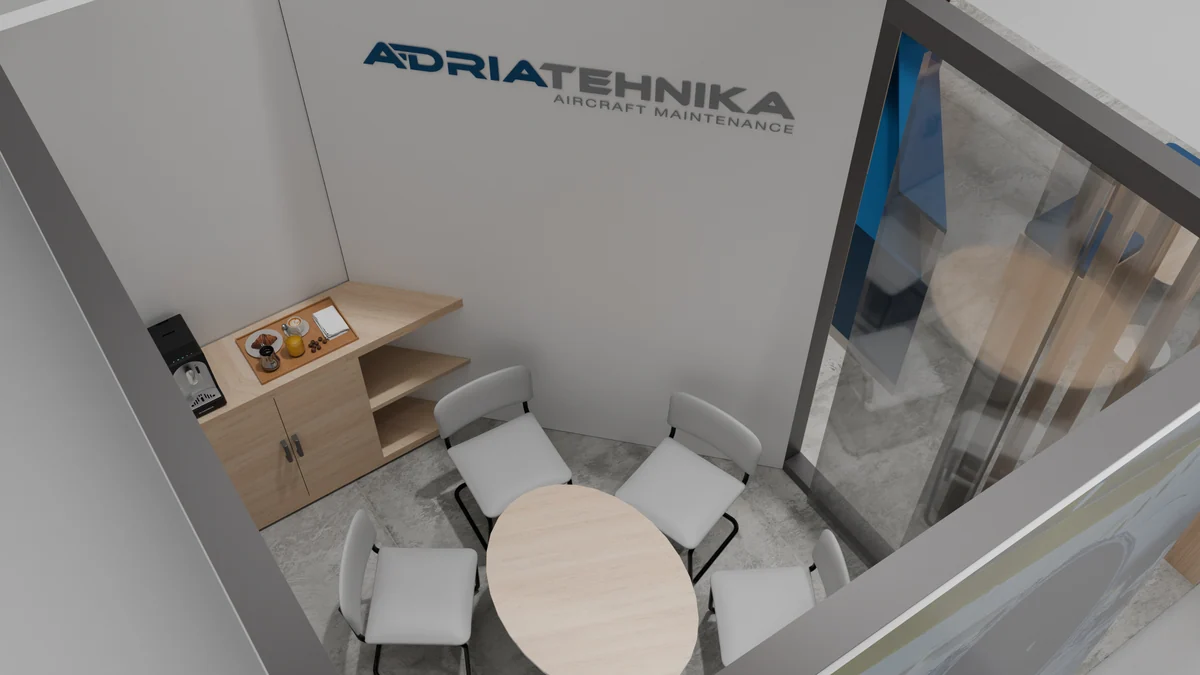 Notranjost sejne sobe na stojnici, 3D render